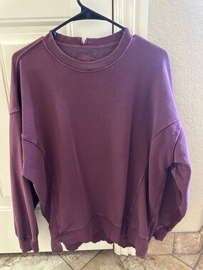 aerie Ribbed Crewneck Sweater in Plum Small